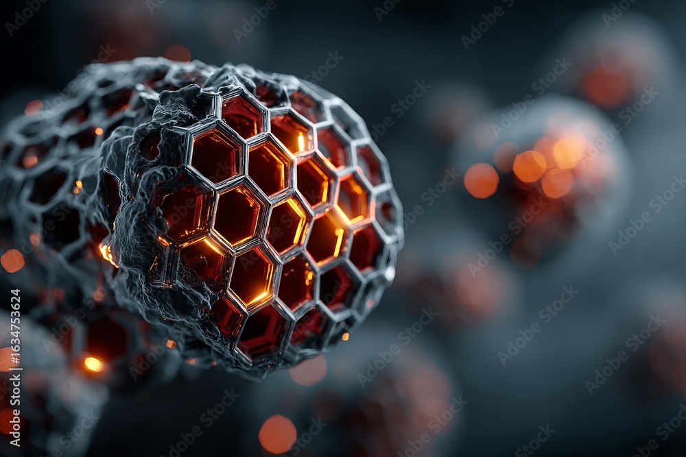 Aufkleber a black and white image of a pattern of hexagons with a blue background