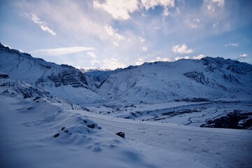 snow covered mountains in winter