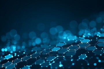 Fototapeta premium A black and white image of a pattern of hexagons with a blue background