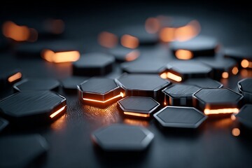 A black and white image of a pattern of hexagons with a blue background