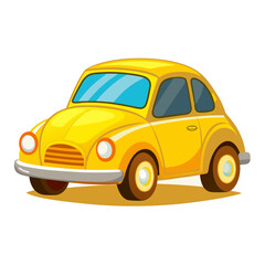 Vibrant yellow cartoon car with glossy accents