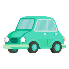 Charming mint green cartoon car illustration