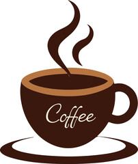 Obraz premium Stylized Coffee Cup Illustration with Steam and Saucer