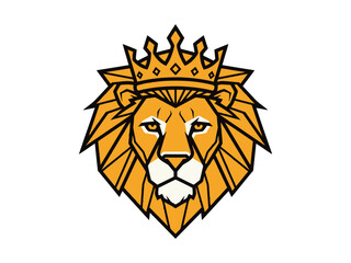 Obraz premium Lion majestic head wearing a golden crown symbol of power and leadership