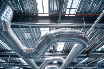 Ventilation system installation in industrial hall