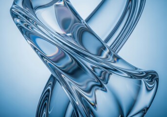 Obraz premium Abstract flowing blue glass sculpture with light reflections