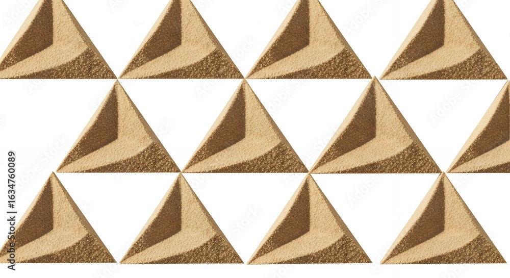 Poster abstract geometric pattern of textured sand triangles on white background