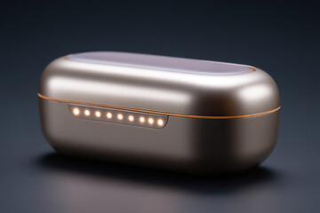 Sleek metallic case with indicator lights, designed for on-the-go charging and storage. A perfect blend of style and functionality.