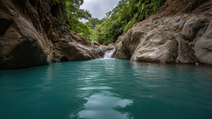 Fototapeta premium experience enchanting beauty of summer landscapes in costa rica featuring breathtaking waterfalls cascading down