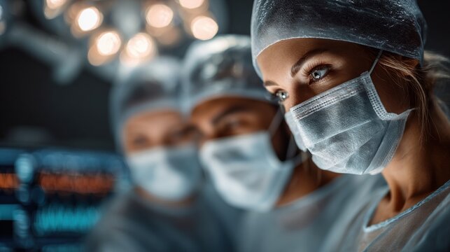 a team of medical professionals in a high-tech operating room - Powered by Adobe