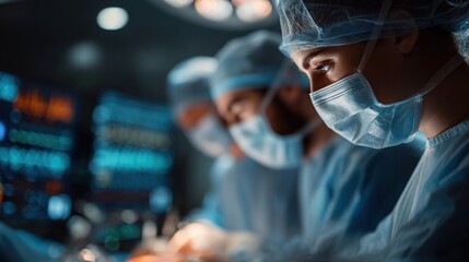a team of medical professionals in a high-tech operating room
