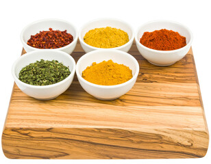 spices and herbs on white background