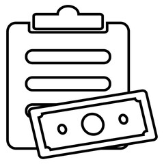 Document, note, or list icon represent cash that needs to be paid, bills that need to be paid, or financial reports that relate to money.