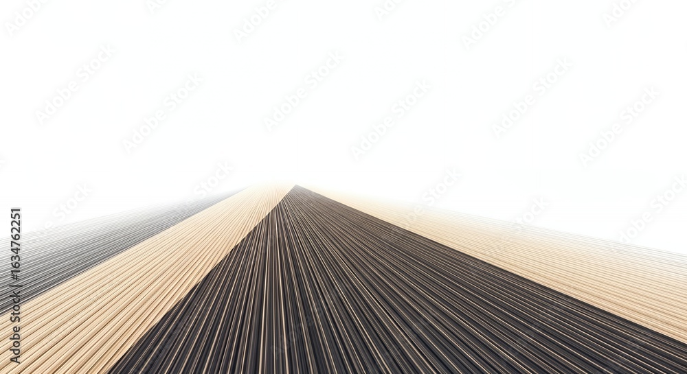 Poster abstract geometric pattern of converging parallel lines in beige and black on white background, crea