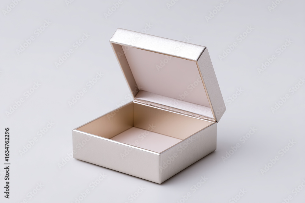Poster elegant empty box awaits its contents, offering a stylish storage solution. the open lid hints at po