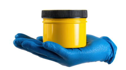 Hand holding grease container background isolated on a Transparent background, PNG file.