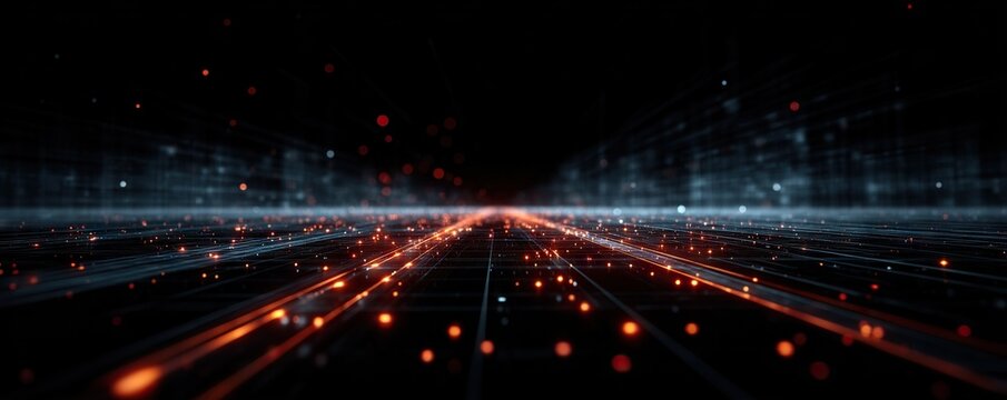 Digital background perfect for tech processes, neural networks, artificial intelligence, data transfer and encryption, digital archives, sound and graphic presentations, science, education, etc.