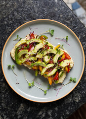 Vegan Avocado Toast with Hummus and Microgreens