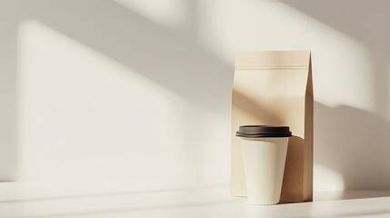 A realistic cardboard coffee cup mockup with a clean and minimalist design &ndash; perfect for brand presentations, packaging concepts, and product showcases