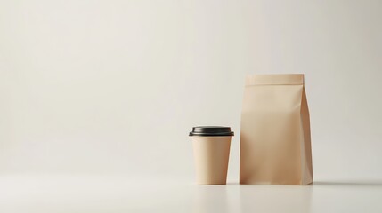 A realistic cardboard coffee cup mockup with a clean and minimalist design – perfect for brand presentations, packaging concepts, and product showcases
