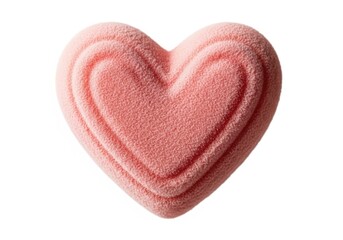 Fototapeta premium Close up of a pink layered heart shaped candy on a white background