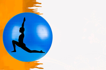 black vector image silhouette modern yoga exercises, beauty, body line art. For use as a brochure...