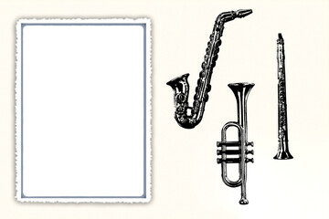 silhouette saxophone trumpet wind musical instrument jazz orchestra play music black vector image