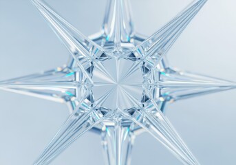 Abstract geometric starburst pattern made of clear glass or ice
