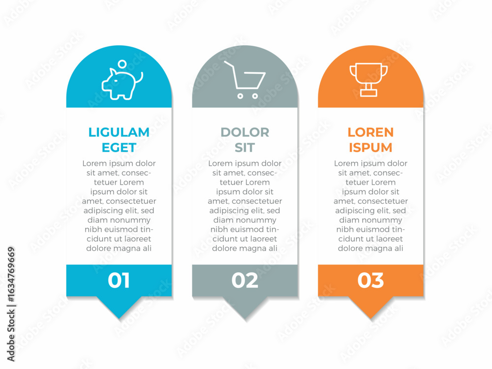 Poster business infographic thin line process with square template design with icons and 3 options or steps