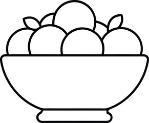 Line art icon of a bowl of apples
