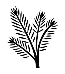 Pine branch icon, simple. Single comma, single space.