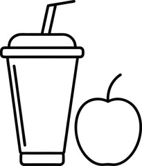 Line art smoothie cup with straw icon