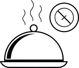 Steaming cloche food icon line art