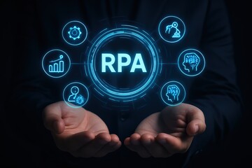 Robotic Process Automation Concept with Glowing RPA Interface
