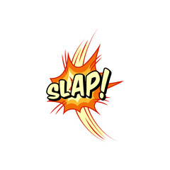 Explosive slap comic sound effect in pop art style vector design