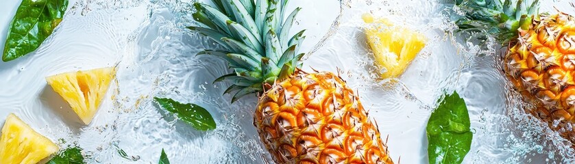 Fototapeta premium Exotic Pineapple and Leafy Green Display