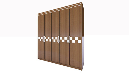 Modern Wooden Wardrobe with Checkerboard Design
