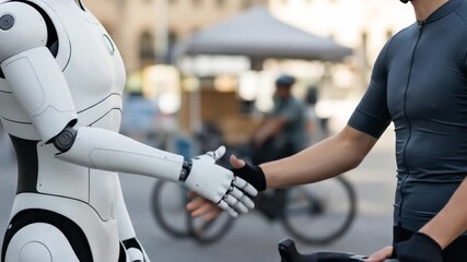 Human and Robot Handshake in Urban Setting - Powered by Adobe