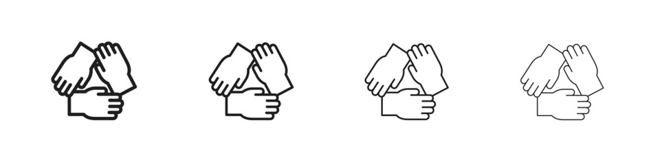 Teamwork icons in black simple line elements.