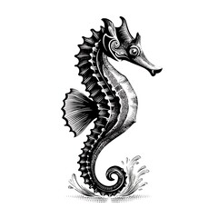 Handdrawn Seahorse Pointillism Art High