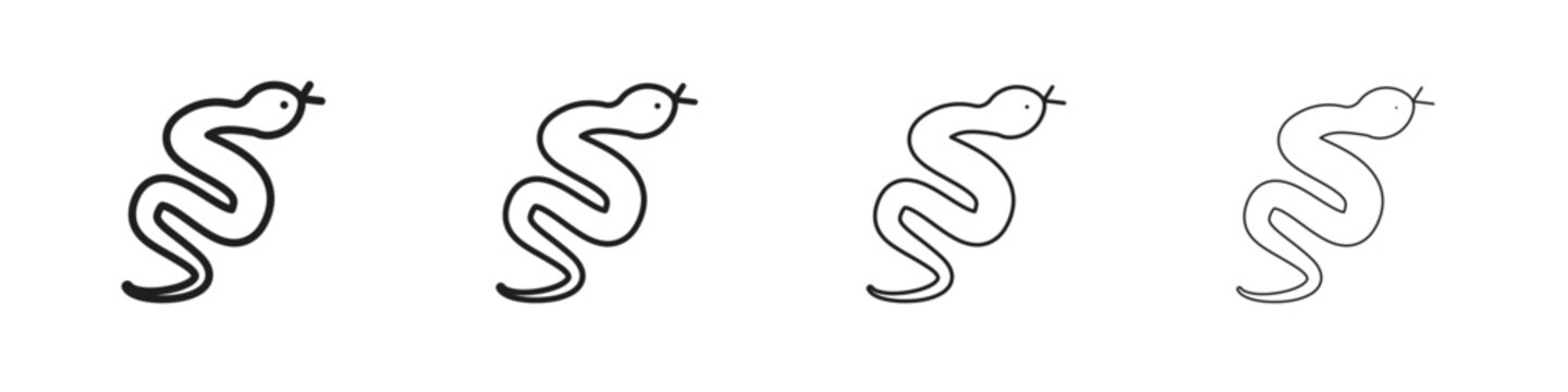 Snake icons in black simple line elements.