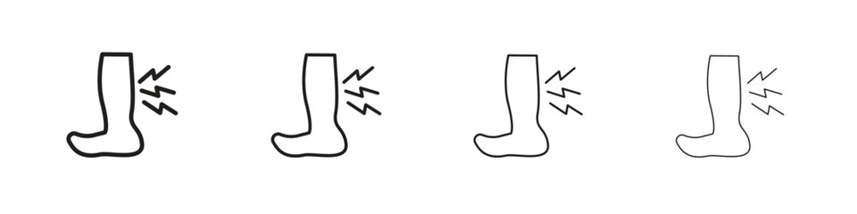 Shin pain icons in black simple line elements.