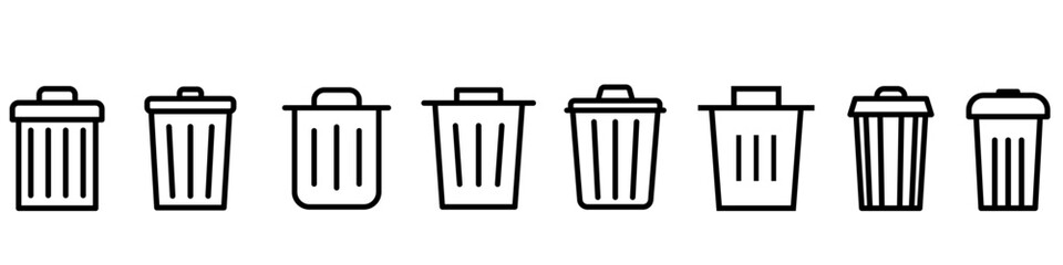 Trash can vector icon set. garbage illustration sign collection. waste logo.