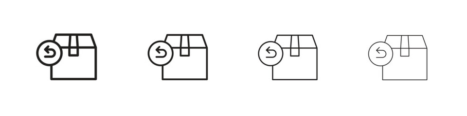 Return purchase icons in black simple line elements.