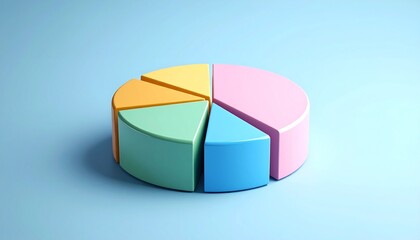 Obraz premium Pastel Colored 3D Pie Chart Data Visualization Business Graph.