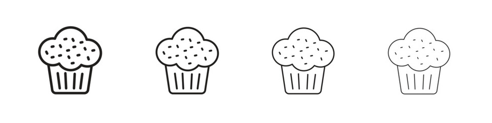 Muffin icons in black simple line elements.