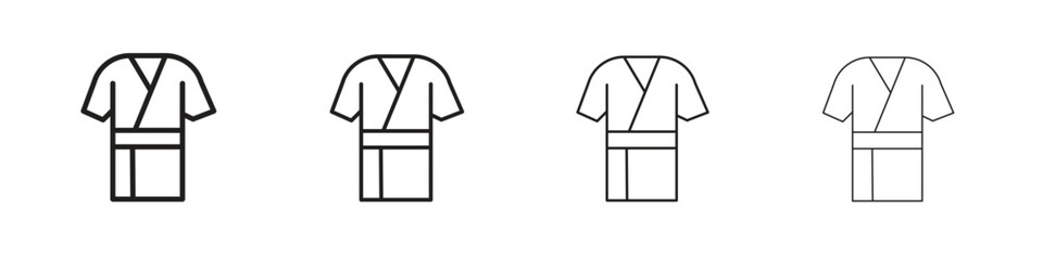 Kimono icons in black simple line elements.
