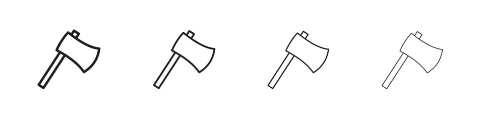 Hatchet icons in black simple line elements.