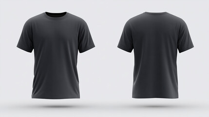 Naklejka premium Convertible black t-shirt mock-up template for multi-purpose design projects. A protean 3d t-shirt mock-up for changing needs. Transmutable front and back view 3d t shirt template
