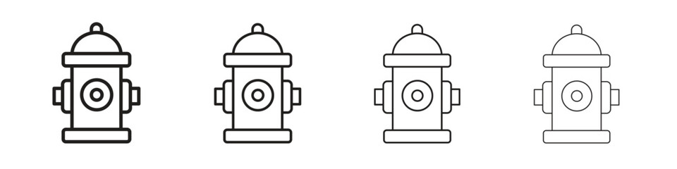 Fire hydrant icons in black simple line elements.